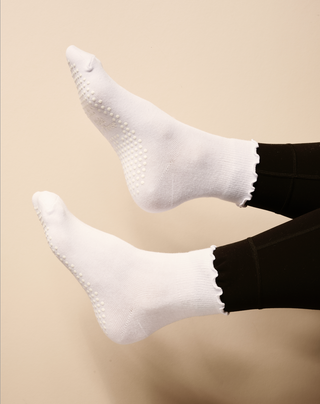 White Frill Grip Socks