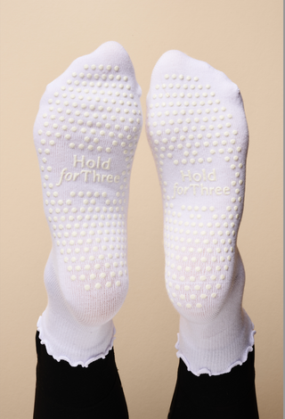 White Frill Grip Socks
