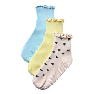HF3 Grip Sock 3-Pack - Lemon, Cotton Candy & Cream Navy Hearts